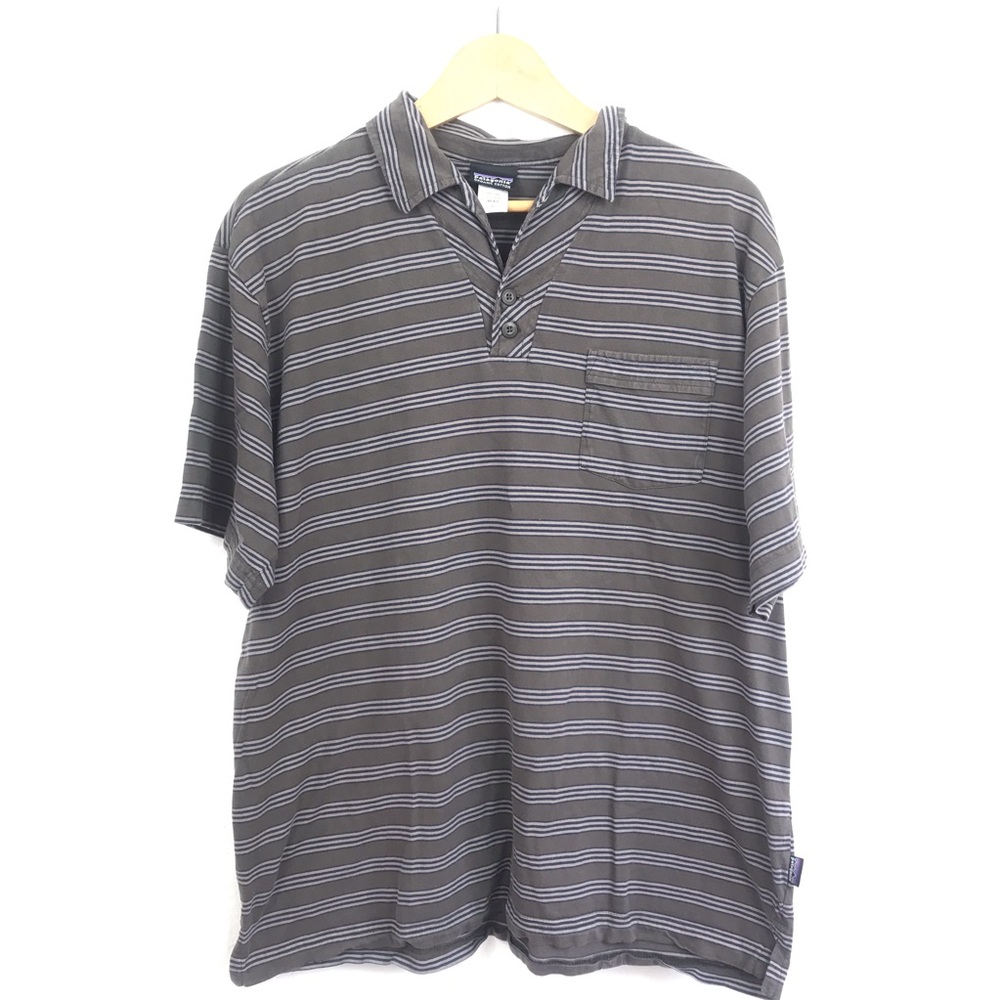 Patagonia Organic Cotton Striped Polo Shirt Size L
